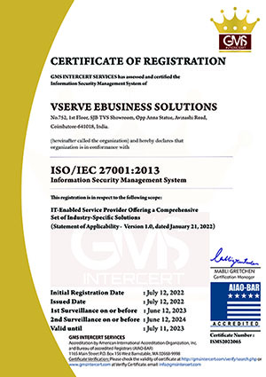 Vserve Ebusiness Solutions Iso Certificate